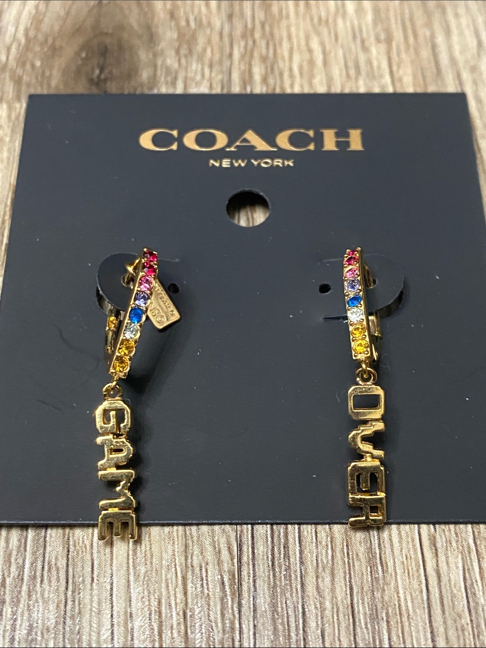 Coach Studded Game Over Hang Down Earrings